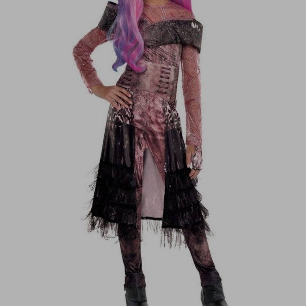 COSTUME + WIG Cosplay 4pc Audrey Descendants  7 8 9 10 M Mal Evie Uma